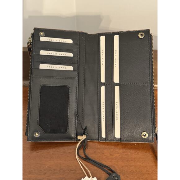 Leather wallet Made in India Soft Double Zippers Woven Double Snap NWT - Picture 5 of 9